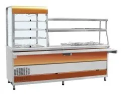 Прилавок-витрина холодильный Abat ПВХМ-70КМУ цвет "красное золото" витрина слева, 2275 мм